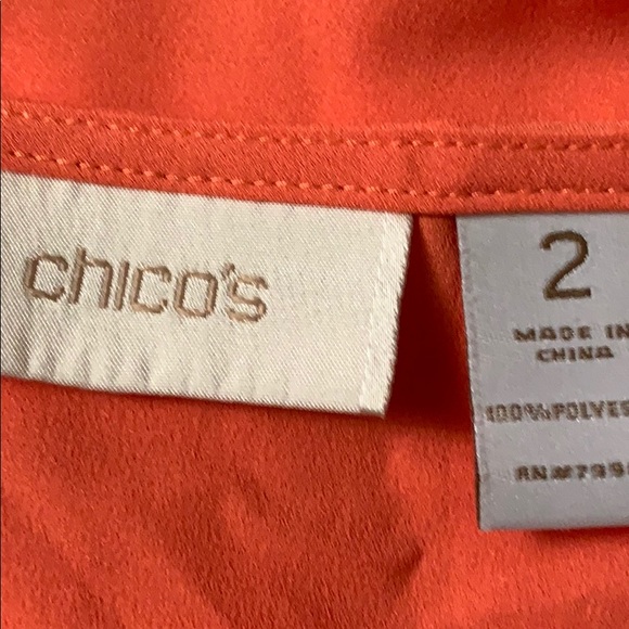 CHICO’S SEAMLESS Tangerine ORANGE CAMI SLEEVELESS TOP Front peep hole SIZE 12 L - Picture 5 of 7